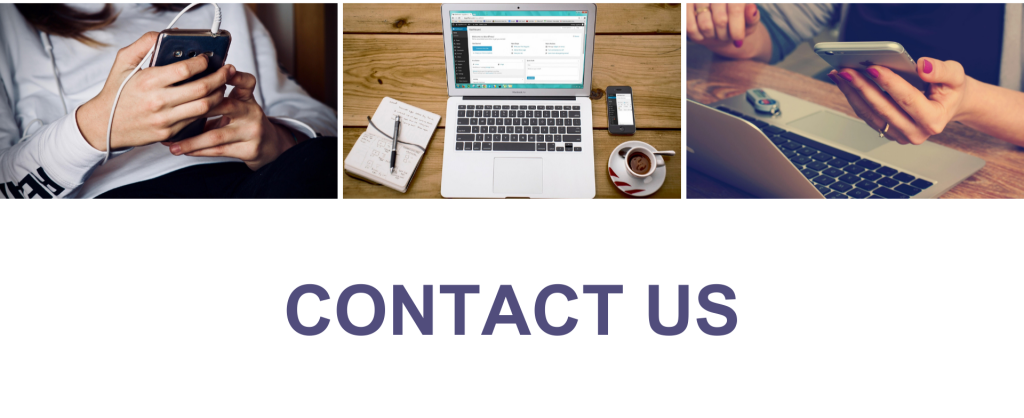 Illustration of a mobile phone and a laptop side by side, symbolizing digital communication channels for contacting us